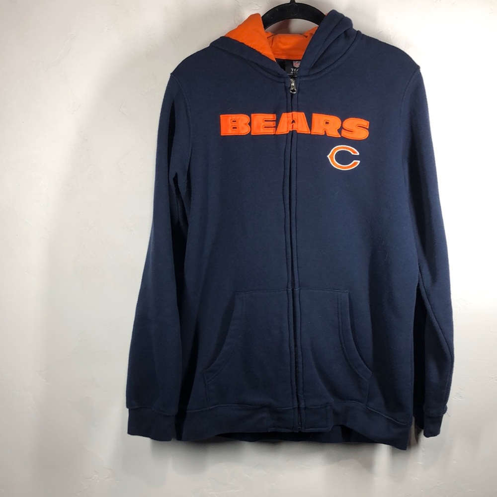 NFL Chicago Bears navy blue zip up hooded sweatshirt size xl
